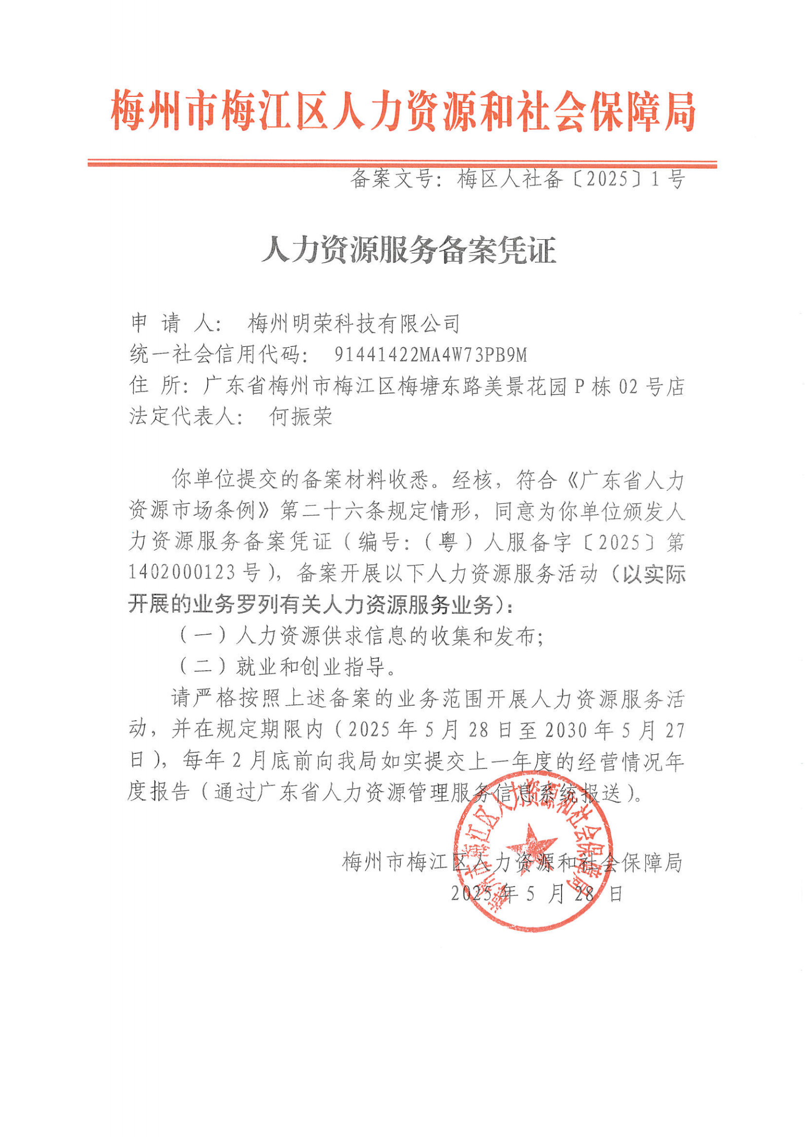 提取自人力资源服务备案凭证（梅区人社备〔2025〕1号）.png