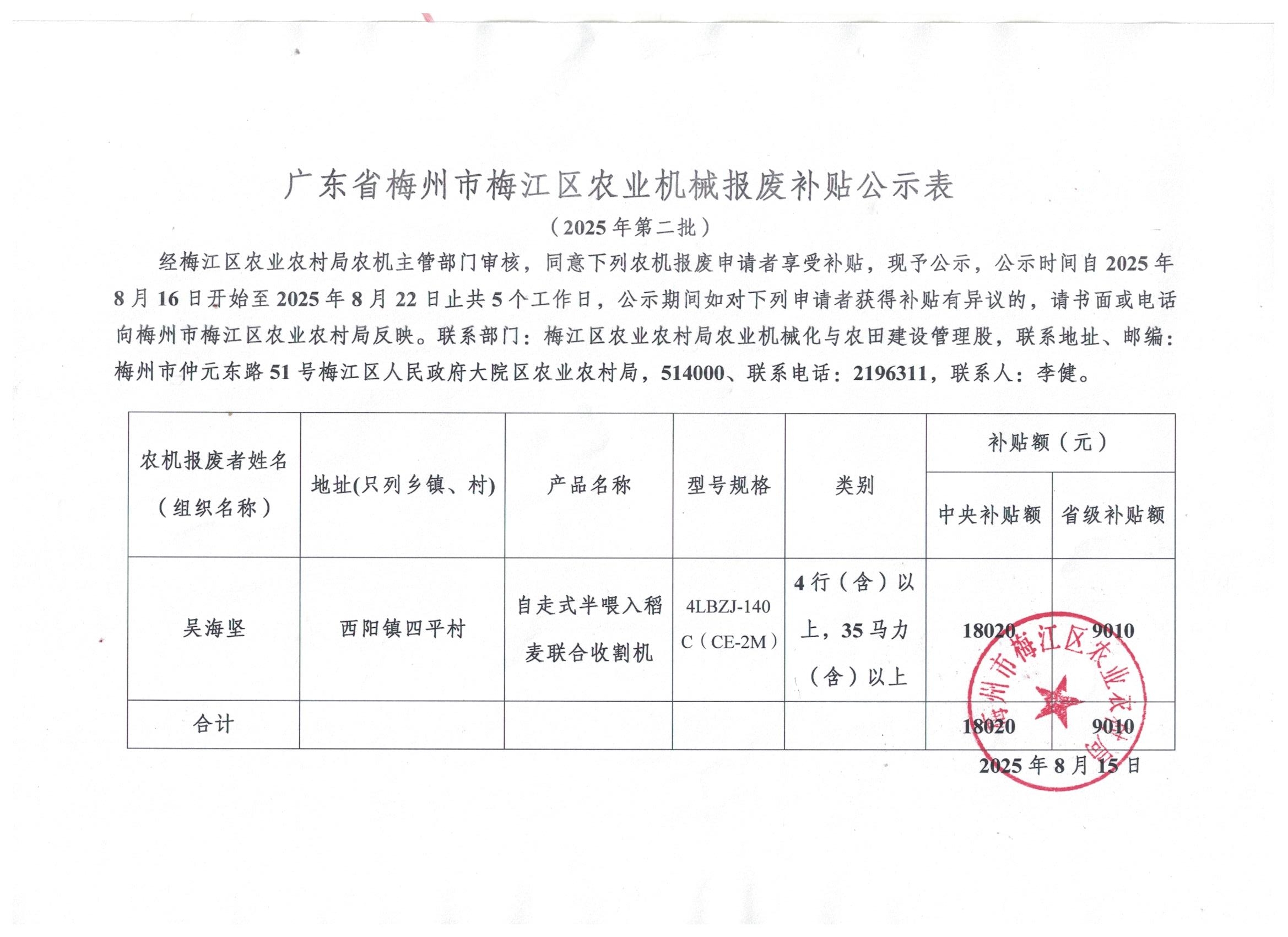 梅江区农业机械报废补贴公示表2025年第二批.jpg