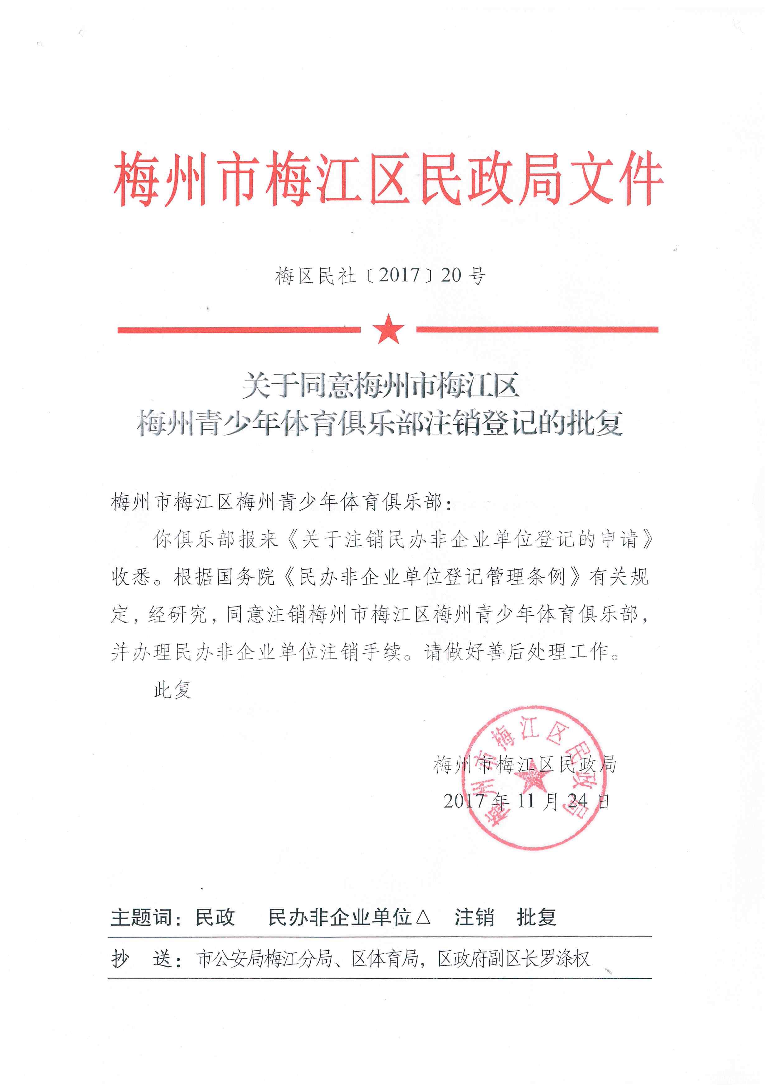 关于同意梅州市梅江区梅州青少年体育俱乐部注销登记的批复1.jpg